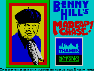 Benny Hill’s Madcap Chase title screen for ZX Spectrum